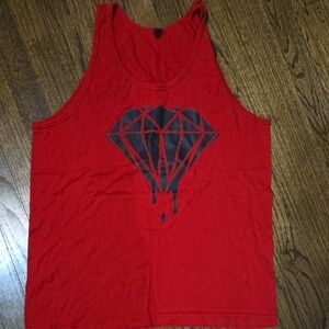 Red Tank Top with Black Dripping Diamond Graphic